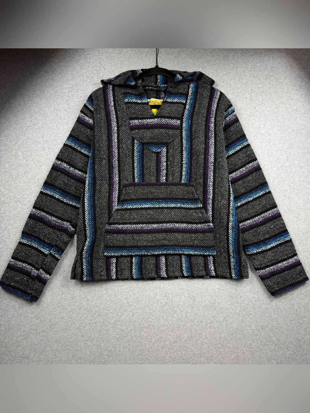 Iguana Jack Earth Ragz Baja Hoodie Pullover Sweater Grey Purple Blue Men’s Small
